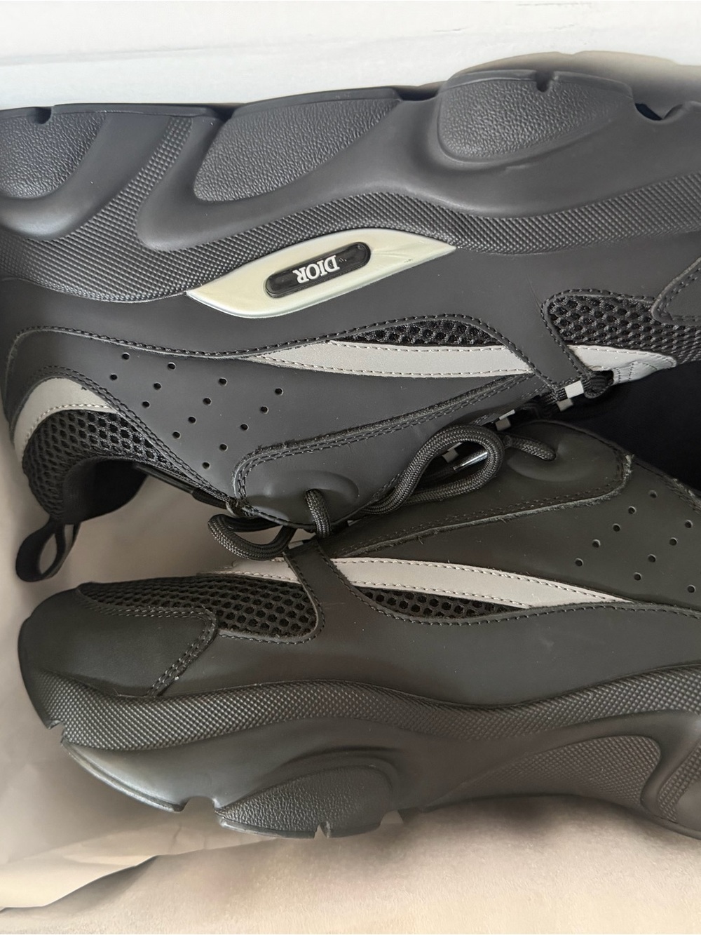 Dior Women's Black and Grey Chunky Sneakers